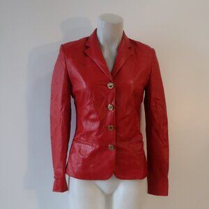 Womens Ralph Lauren Black Label Red Leather Jacket 6
